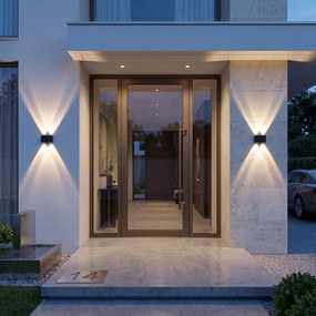 Toolight Toolight, JNH039-4G, vonkajšie LED nástenné svietidlo hore/dole, 4 LED, 12 W, 4000 K, IP44, čierna matná, OSW-56230
