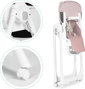 ECOTOYS Detská jedálenská Detská jedálenská stolička, polohovateľná, ekokoža, 5-bodová, ružová