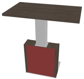 Výškovo nastaviteľný rokovací stôl Verno+ S 120 x 70 cm, dub antracit / červená