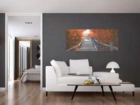 Obraz - Schody v prírode, oranžová (120x50 cm)