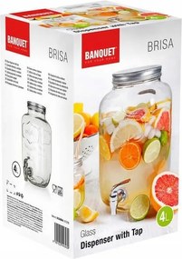 Banquet Sklenený zásobník s ventilom BRISA, 4 l