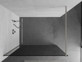 Mexen Kioto, sprchová zástena Walk-In 140 x 200 cm, 8mm šedé sklo, brúsená oceľ profil, 800-140-101-97-40