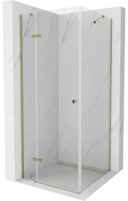 Mexen Roma, sprchovací kút 70 (dvere) x 70 (stena) cm, 6mm číre sklo, zlatý profil, 854-070-070-50-00