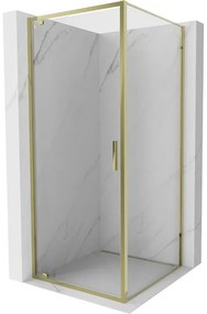 Mexen Exo, výklopný sprchový kút 90 x 90 cm, číre sklo, zlatá, 8181-090-090-50-00