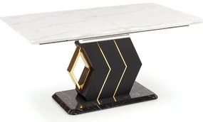 Rozkladací stôl Vincenzo 160/200x90cm Mdf/Oceľ – Biely/Čierna