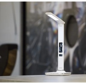 Immax 08934L - LED Stolná lampa s displejom KINGFISHER LED/9W/230V biela