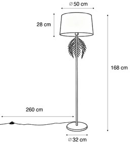 Stojaca lampa zlatá 145 cm s čiernym bavlneným tienidlom 50 cm - Botanica