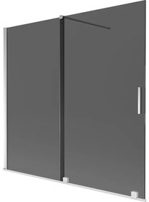 Mexen Velar, 2-krídlová posuvná vaňová zástena 170 x 150 cm, 8mm šedé sklo, chrómová, 896-170-000-41-01