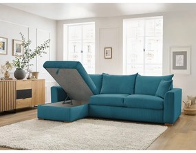 Modrá menčestrová rozkladacia rohová pohovka (variabilná) Augustin – Bobochic Paris