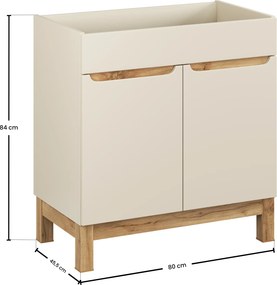 Comad Kúpeľňová skrinka pod umývadlo Bali Cashmere 80 kašmír/dub wotan