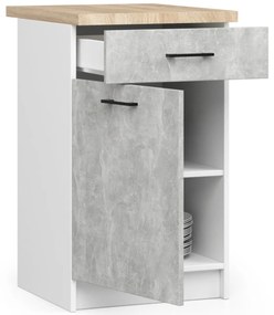 Kuchyňská skříňka Olivie S 50 cm 1D 1S bílá/beton/dub sonoma