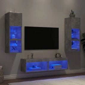 6-dielne TV nástenné skrinky s LED betónovo sivé kompozit.drevo 3216618