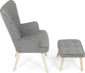 Relaxačné kreslo ušiak LISA + taburet — masív, látka, vzor pepito