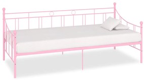 vidaXL Rám dennej postele ružový kovový 90x200 cm