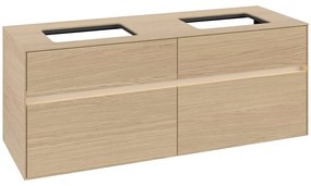 VILLEROY &amp; BOCH Collaro závesná skrinka pod dve umývadlá na dosku, 4 zásuvky, s LED osvetlením, 1400 x 500 x 548 mm, Nordic Oak, C119B0VJ