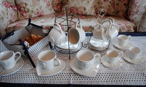 Keramická šálka s tanierikom so srdiečkom Heart - 12*9*7 cm / Ø 15*2 cm / 220 ml