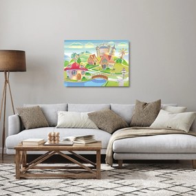 Sklenený obraz - Farebné mestečko (70x50 cm)