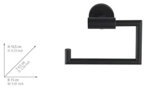 Matne čierny samodržiaci držiak na toaletný papier z nehrdzavejúcej ocele Bosio – Wenko