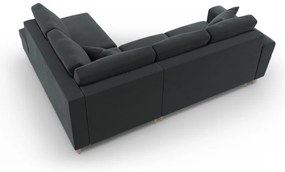 Tmavosivá zamatová rozkladacia/s úložným priestorom rohová pohovka (pravý roh/do L) Kyoto – Cosmopolitan Design