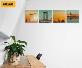Set obrazov cesta do New Yorku - 4x 60x60