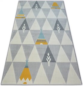 Koberec PASTEL 18415/052 - Indian Aztécky krém sivý tyrkys zlatý - 120x170 cm