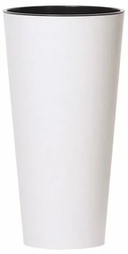 Kvetináč TUBUS SLIM s vložkou 30 cm, biely matný, 30 cm