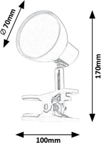 Rabalux NOAH LED lampička s klipom 5W | 360lm | 3000K - čierna