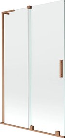 Mexen Velar L, 2-krídlová posuvná vaňová zástena 110 x 150 cm, 8mm číre sklo, medená matná, 896-110-003-01-65
