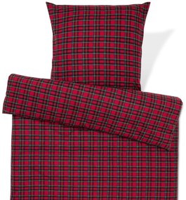 Posteľná bielizeň z česanej bavlny, červené káro, štandardná veľkosť