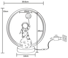 Zuma Line EX04F307U-1 - LED Stolná lampa ASTRONAUT LED/4W/5V čierna