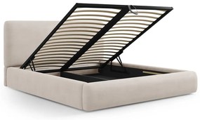Béžová čalúnená dvojlôžková posteľ s úložným priestorom s roštom 160x200 cm Colonel – Cosmopolitan Design