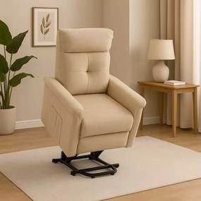 LuxuryForm DESIGN TV kreslo PEGAS s elektrickým polohovaním, masážou a výklopom - béžové