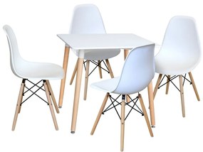 IDEA nábytok Jedálenský stôl 80x80 UNO biely + 4 stoličky UNO biele