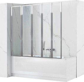 Rea Idea, vaňová zástena, 5-krídlová, 120 x 140 cm, chróm-transparentná, REA-W0850