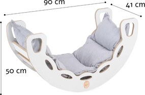 Multifunkčná detská súprava 4v1 – hojdačka, šmykľavka a vankúš svetlosivá