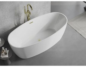 Mexen Lira, voľne stojaca vaňa, vzor, 170 × 80 cm, biela lesklá, zlatý matný prepad, 52831708000-55