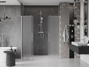 Mexen Velar Duo, posuvné sprchové dvere do otvoru 200 cm, 8mm sklo námraza, brúsená oceľ, 871-200-000-32-97