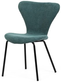 Židle jídelní, modrá látka, nohy černý kov