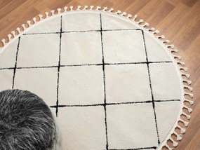 My Flair, Kusový koberec Moroccan Vision weiß kruh, 140x140 (priemer) kruh, čiernobiela, obývacia izba