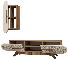 Obývací stěna DEFNE 145 cm ořech/bílá
