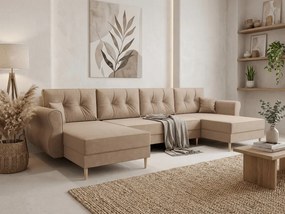 Rozkladacia sedacia súprava do U SILVIANO 300x140 cm, béžová + 2 vankúšiky ZDARMA