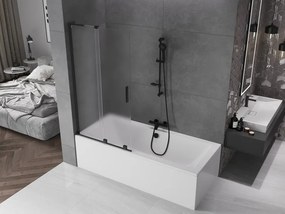 Mexen Velar L, 2-krídlová posuvná vaňová zástena 95 x 150 cm, 8mm sklo námraza, čierna matná, 896-095-003-31-70