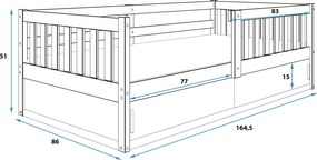 Posteľ SMART 160x80 - Borovica s úložným priestorom