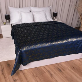 Biante Zamatový prehoz na posteľ Isabela IBL-011 Rose Gold trojuholníky na kráľovsky modrom 140x200 cm