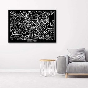 Obraz na plátně Mapa města Kodaň - 90x60 cm