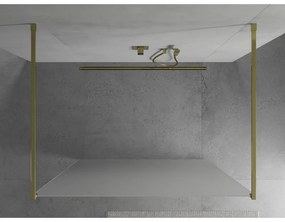 Mexen Kioto, priechodná sprchová zástena 100 x 200 cm, 8mm sklo námraza, 2x zlatá stabilizačná rozpera, 800-100-002-50-30