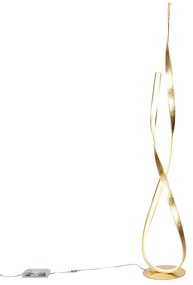 Dizajnová stojaca lampa zlatá vrátane LED a stmievača - Belinda