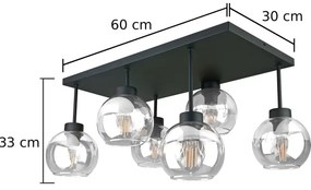Prisadený luster NESSA 6xE27/60W/230V čierna/číra