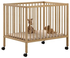 Detská ohrádka z bukového dreva s nastaviteľnou výškou/na kolieskach 95x75 cm v prírodnej farbe Dino – Vipack
