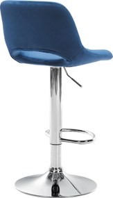 Barová stolička Camden - zamat, chróm rám - Modrá